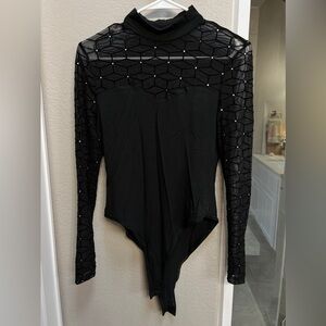 SHEIN Adult Medium long sleeve bodysuit with mesh.